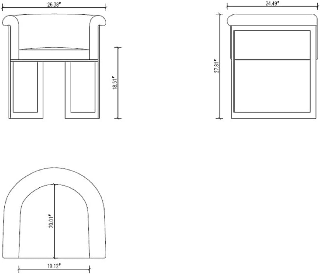 Manhattan Comfort Corso Faux Leather Upholstered Dining Chair, Barrel-Style Foam Padded Seat, Unique Geometric Metal Frame, Fully Assembled Accent Furniture, Cream