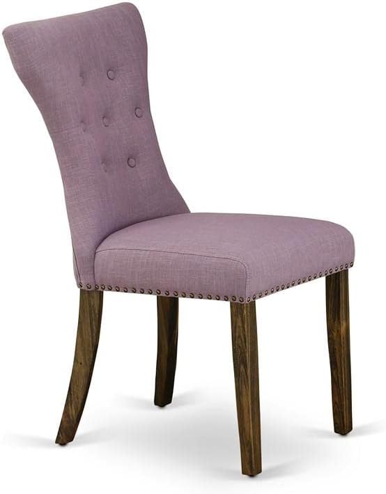 East West Furniture GAP7T40 Gallatin Parson Kitchen Chairs - Button Tufted Nailhead Trim Dahlia Linen Fabric Padded Dining Chairs, Set of 2, Jacobean