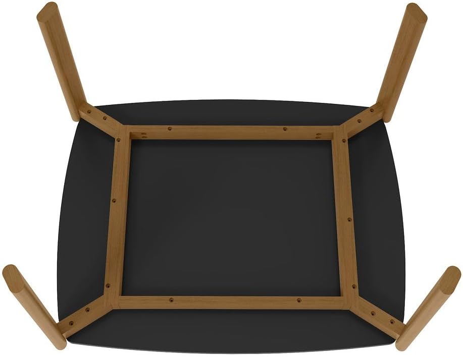 Manhattan Comfort Gales 47-Inch Mid Century Modern Dining Table for 2-4 Person, Unique Minimalist Home Furniture with Solid Eucalyptus Wood Legs, Matte Black