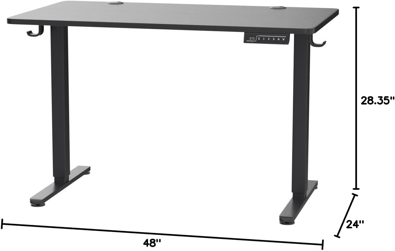 ErGear Height Adjustable Electric Standing Desk, 47.2 x 23.6 Inches Sit Stand up Desk, Memory Computer Home Office Desk with Two-Piece Desktop (Black)