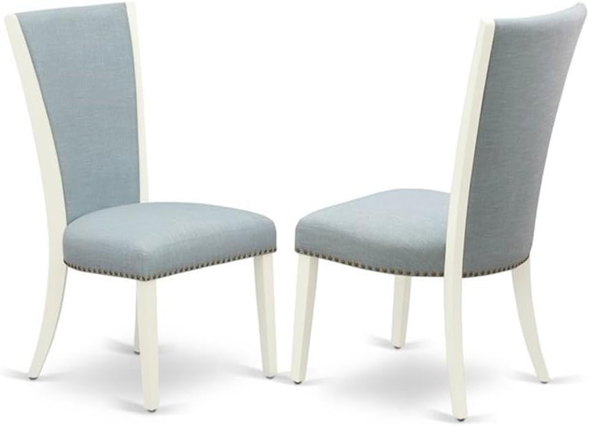 East West Furniture X097VE215-5 5 Piece Dining Table Set for 4 Includes a Rectangle Kitchen Table with X-Legs and 4 Baby Blue Linen Fabric Upholstered Chairs, 40x72 Inch, Multi-Color