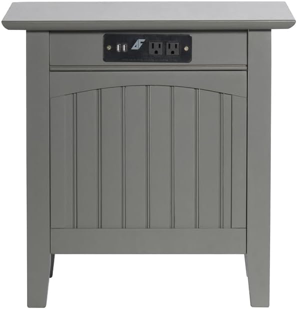 AFI Nantucket Chair Side Table with Built-in Charger in Grey