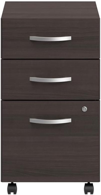 Bush Business Furniture Arrive 3 Drawer Mobile File Cabinet - Assembled in Storm Gray, Rolling Document Storage for Reception Area or Professional Office