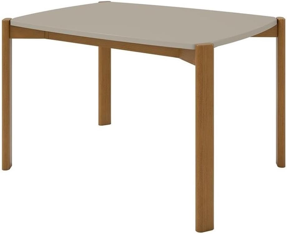 Manhattan Comfort Gales 47-Inch Mid Century Modern Dining Table for 2-4 Person, Unique Minimalist Home Furniture with Solid Eucalyptus Wood Legs, Off White