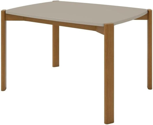 Manhattan Comfort Gales 47-Inch Mid Century Modern Dining Table for 2-4 Person, Unique Minimalist Home Furniture with Solid Eucalyptus Wood Legs, Off White