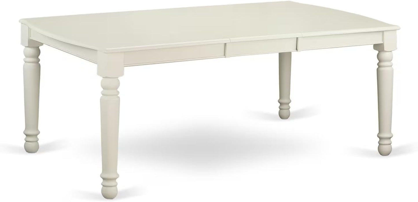 East West Furniture DOVE7-LWH-15 7 Piece Dinette Set Consist of a Rectangle Dining Room Table with Butterfly Leaf and 6 Baby Blue Linen Fabric Parson Dining Chairs, 42x78 Inch, Linen White