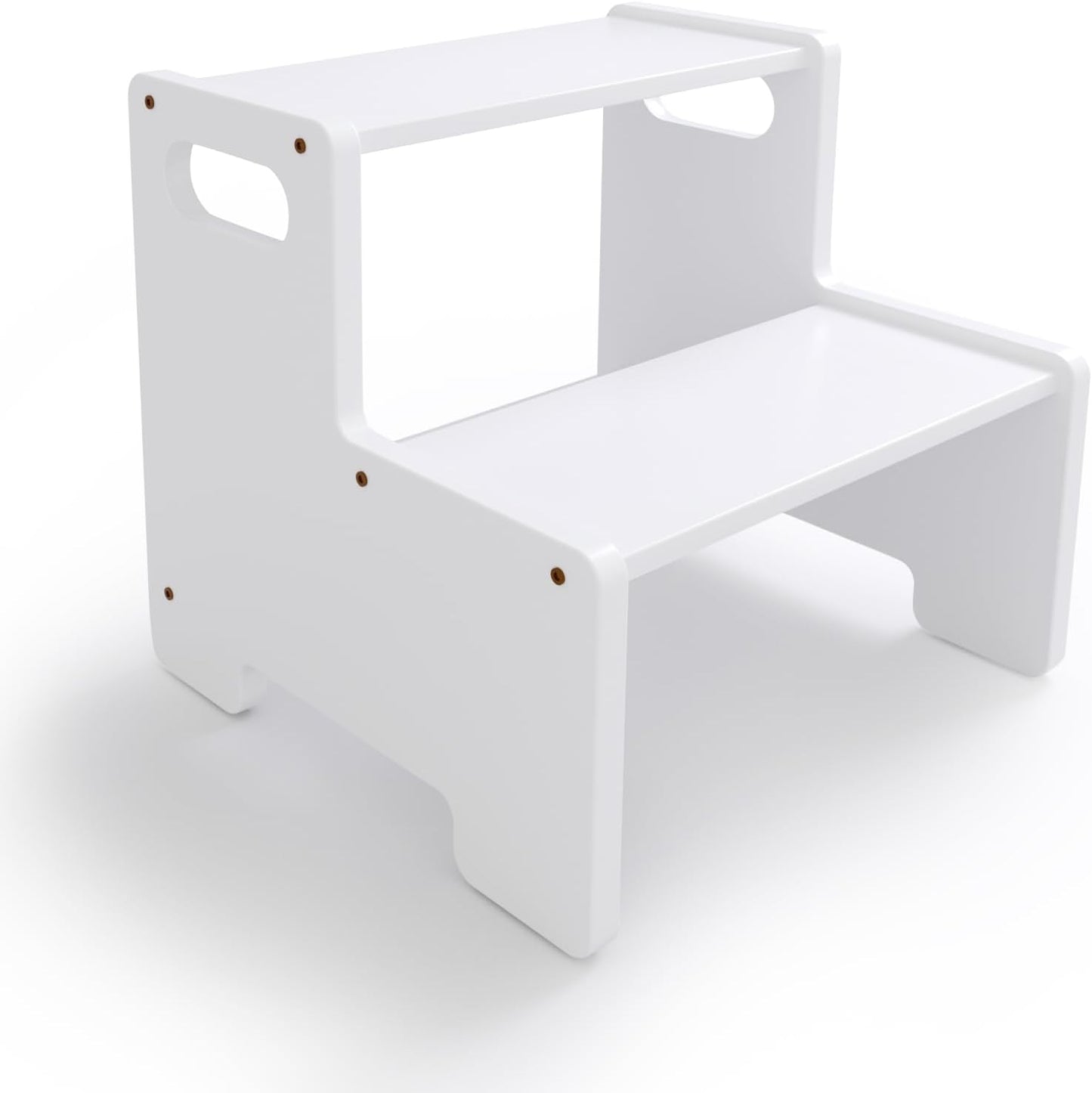 Wooden Step Stool,Two Stepping Stool for Kids/Adults,Supports 300 lbs Toddler Foot Stool,Toilet/Kitchen/Bed Step Stool,White 1 Pack