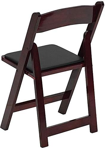 Flash Furniture 4 Pack HERCULES Series Mahogany Wood Folding Chair with Vinyl Padded Seat