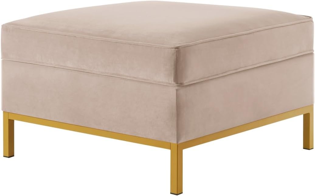 24KF Large Square Couch Ottoman for Living Room, Upholstered Velvet Padded Cushion Ottoman Table,Large Foot Rest,Taupe