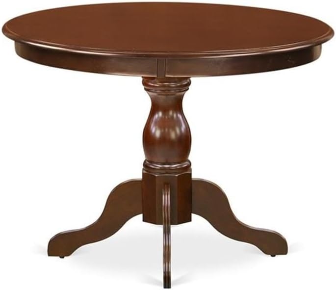 East West Furniture HLDL5-MAH-W 5 Piece Kitchen Table Set for 4 Includes a Round Dining Table with Pedestal and 4 Dining Room Chairs, 42x42 Inch, Mahogany