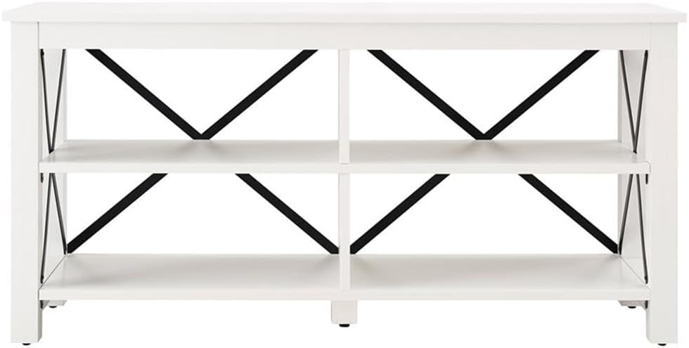 Henn&Hart Rectangular TV Stand for TV's up to 55" in White, TV Stands for the Living Room