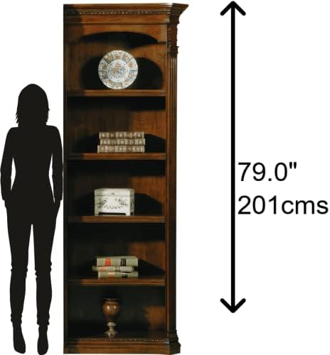 Hekman Furniture Old World Wooden Executive Right Bookcase – Traditional Wood Bookcase with Adjustable Shelves Classic Freestanding Solid Wood Bookshelf for Home Office or Living Room