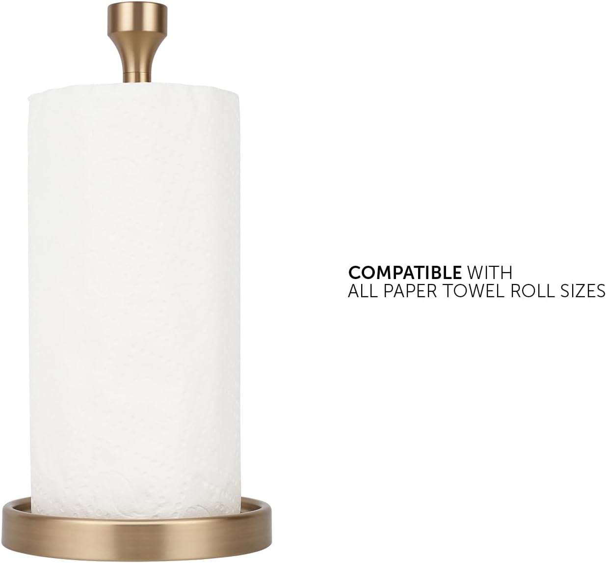Ivilon Countertop Paper Towel Holder - Modern Bell End Minimalist Design - Color Warm Gold