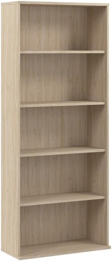 Bush Business Furniture Hustle Tall 5 Shelf Bookcase in Natural Elm, Large Freestanding Bookshelf for Home Office and Professional Workspace