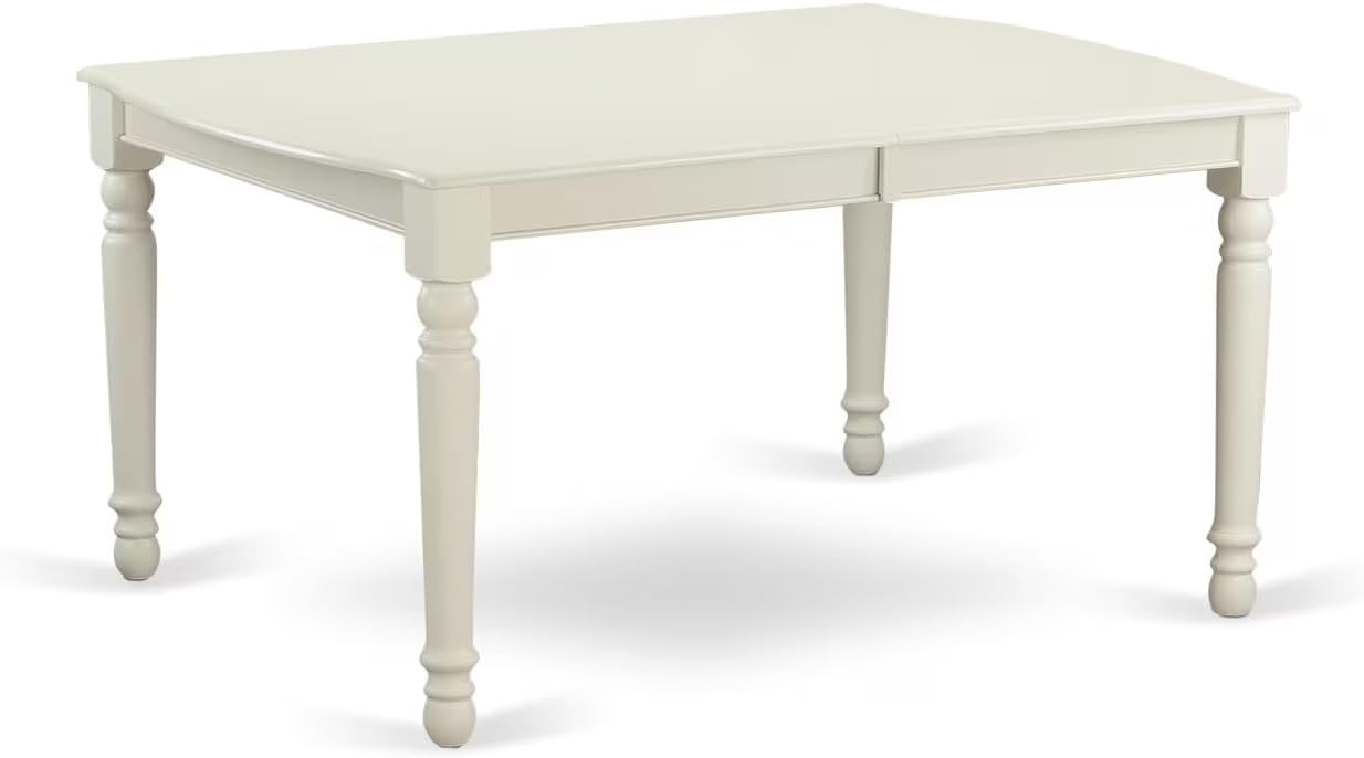 East West Furniture DONO5-LWH-W 5 Piece Dining Set Includes a Rectangle Dining Room Table with Butterfly Leaf and 4 Wood Seat Chairs, 42x78 Inch, Linen White