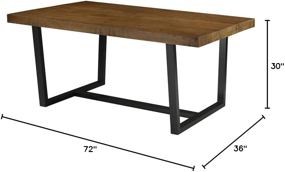 Walker Edison Durango Distressed Solid Wood Dining Table, 72 Inch, Rustic Oak
