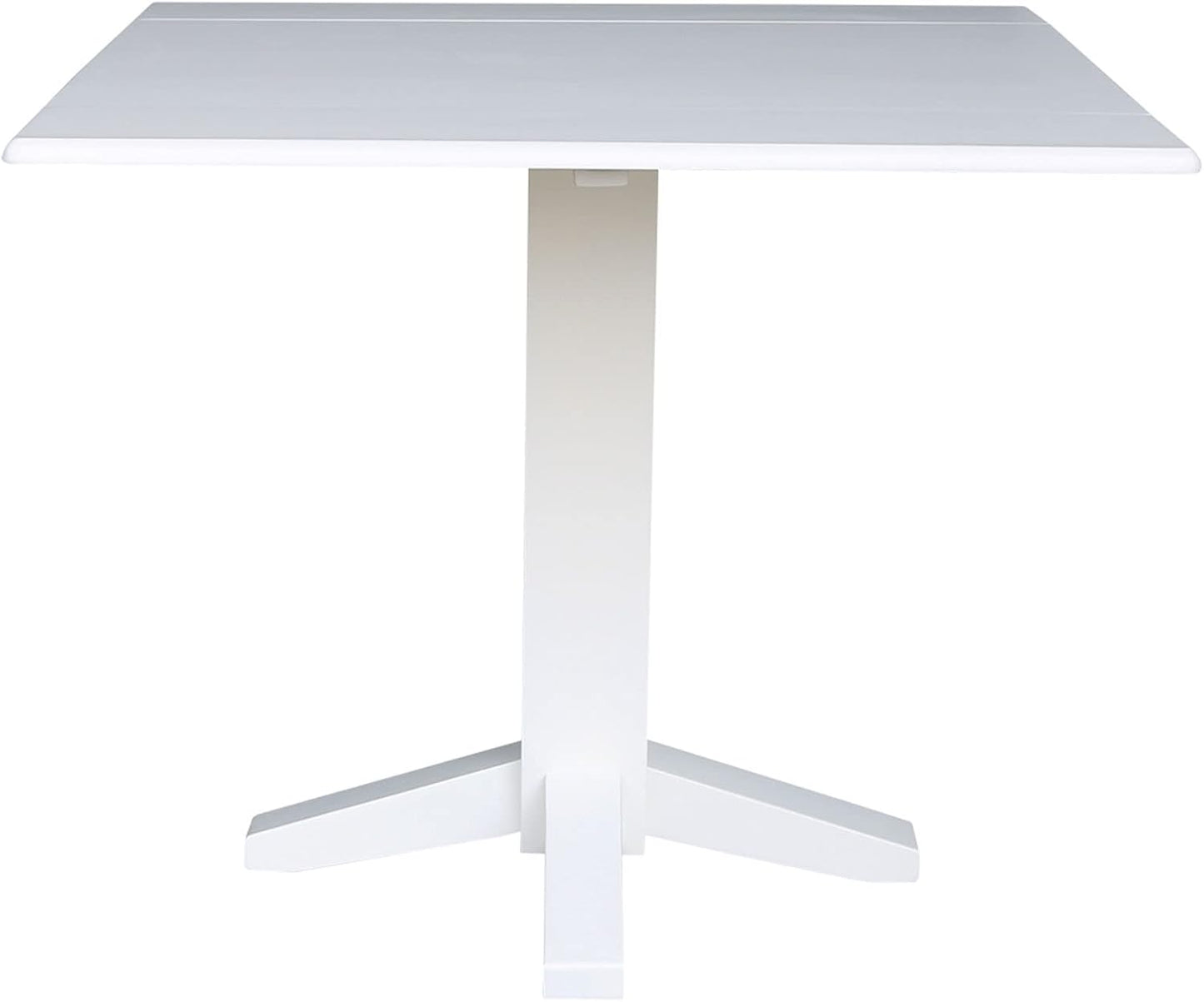 Solid Wood 36" Square Dual Drop Leaf Dining Table, White