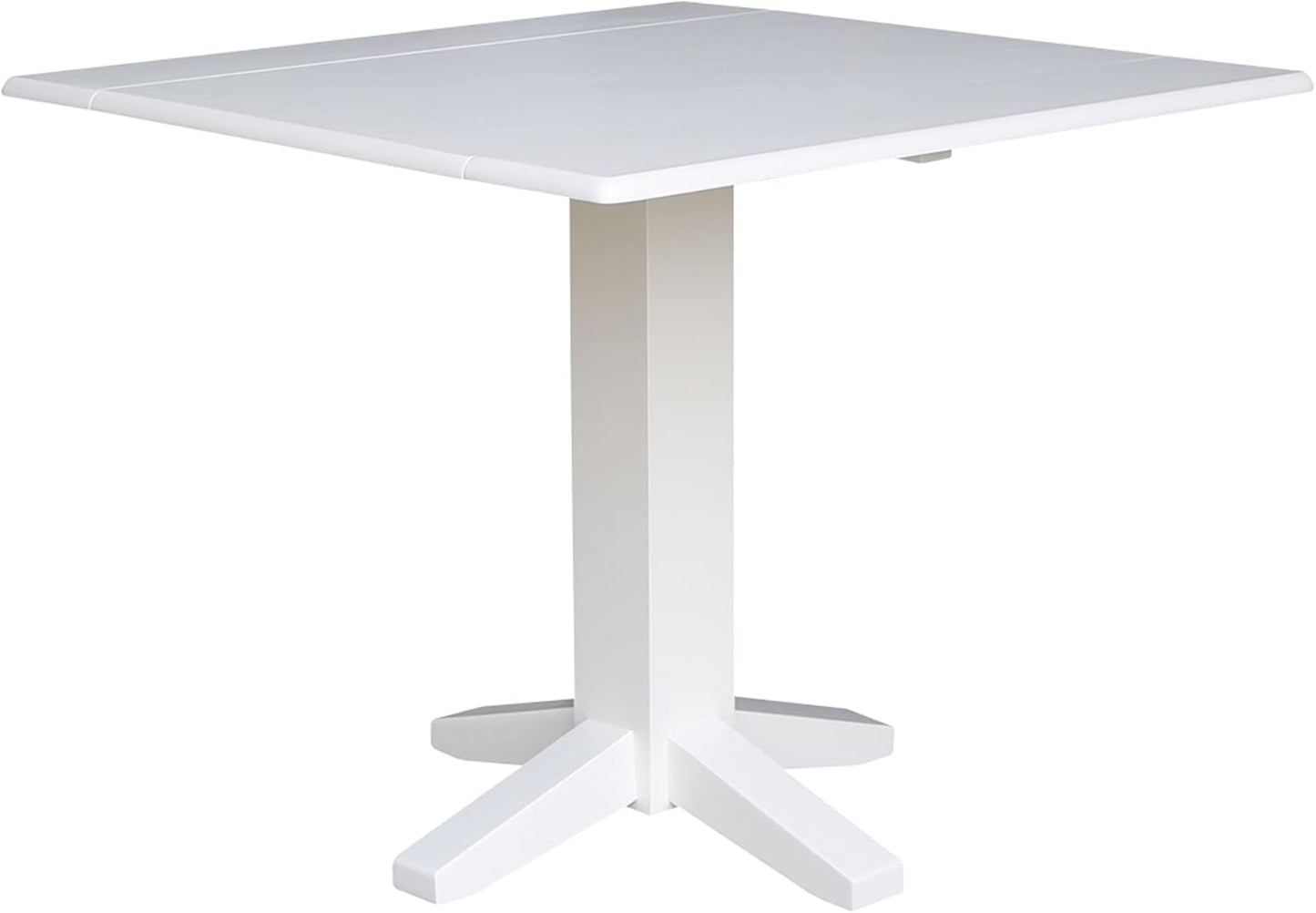 Solid Wood 36" Square Dual Drop Leaf Dining Table, White