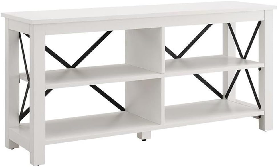 Henn&Hart Rectangular TV Stand for TV's up to 55" in White, TV Stands for the Living Room