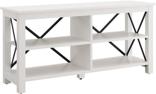 Henn&Hart Rectangular TV Stand for TV's up to 55" in White, TV Stands for the Living Room