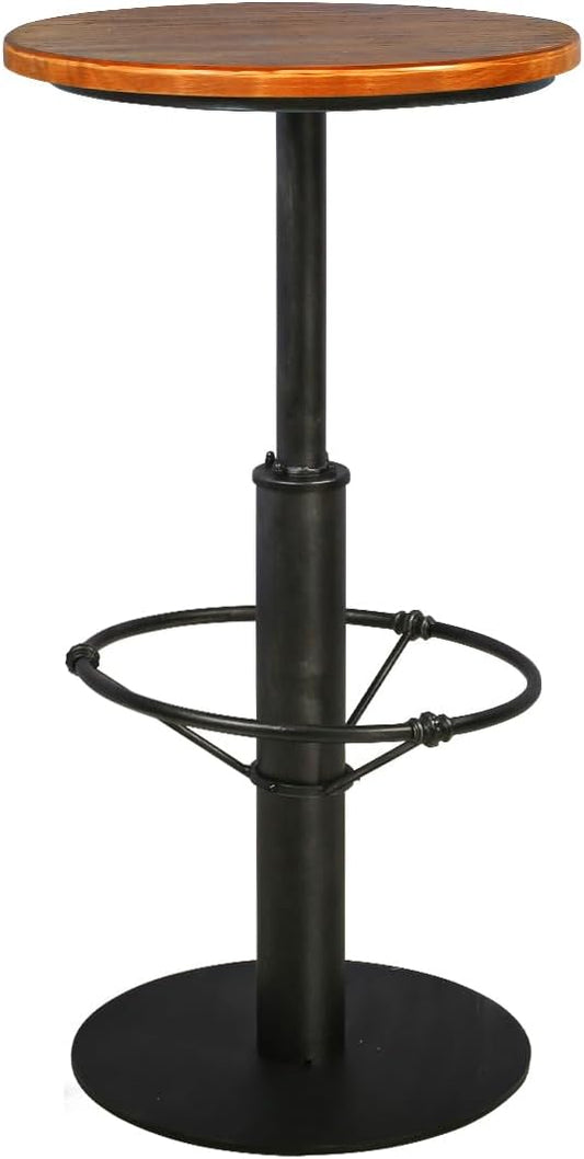 Vintage Industrial Bar Table 42" H, Round Wooden Top Metal Bar Standing Pub Table Kitchen Dining Coffee Bistro Table
