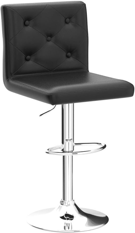 VECELO Adjustable Bar Stools with Back, Bar Height Stools for Kitchen Counter, Bar Stools Set of 2, X-Large Size, 17.3" D x 16.5" W x 45" H, Black