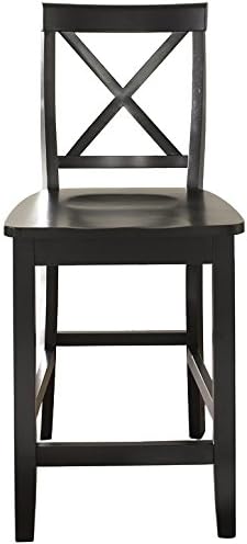 Crosley Furniture X-Back Wood Counter Height Bar Stools Set of 2, Black, 24-inch