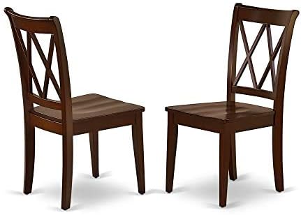 East West Furniture PSCL3-MAH-W 3 Piece Dining Room Furniture Set Contains a Rectangle Wooden Table with Butterfly Leaf and 2 Kitchen Dining Chairs, 32x60 Inch, Mahogany