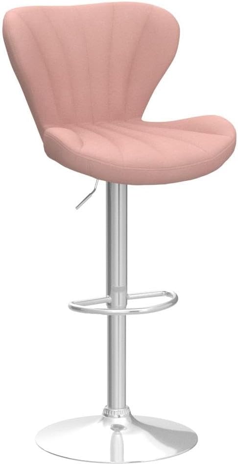 Roundhill Furniture Ellston Velvet Adjustable Swivel Barstools in Pink, Set of 2