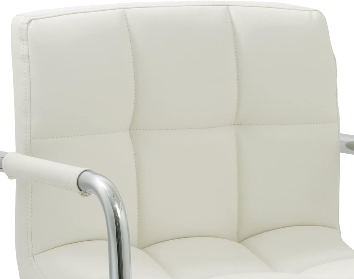 AC Pacific Contemporary Adjustable Swivel Kitchen Bar Stool Chair with Cushion and Armrest, 24"-33", White ACBS15 Daisy White Square