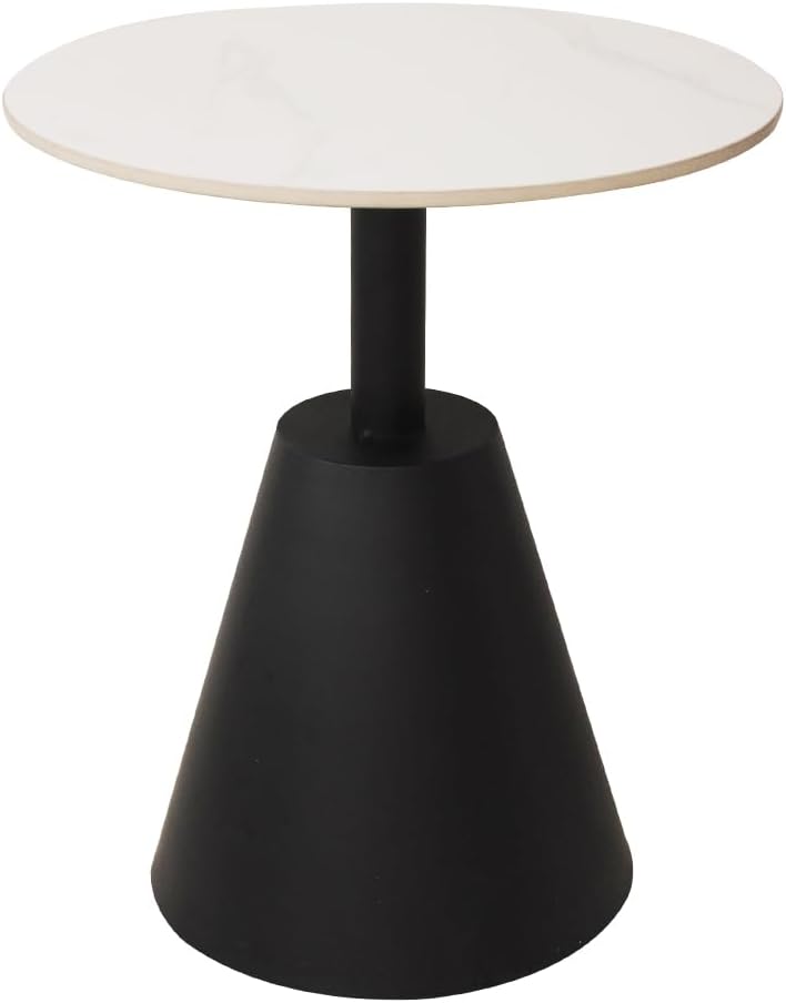 Side Table with Marble Top Metal End Table Modern Sofa Side End Table Outdoor Coffee Round Side Desk for Couch Living Room Bedroom