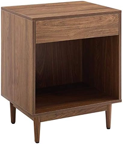 Crosley Furniture Liam Mid-Century Record Storage Console Cabinet, Large, Walnut & CF1117-WA Liam Mid-Century Record Storage End Table, Walnut