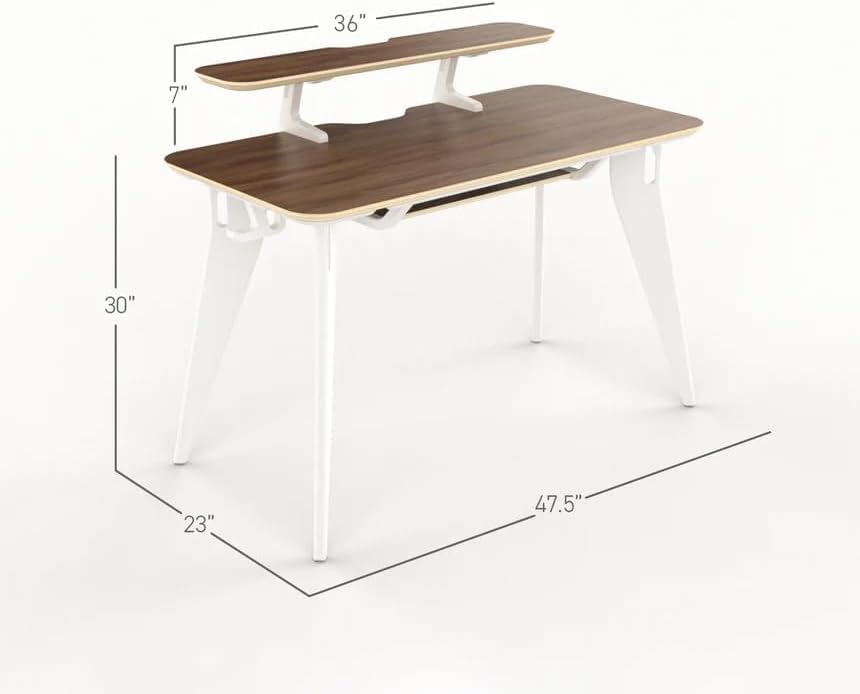 HOEK Collapsible Desk Bundle, 47.5" x 23", Portable Study Desk for Dorm Room, Includes Monitor Shelf, Under Shelf and Wall Storage, Lightweight, Easy No-Tool Assembly (Birch/White)