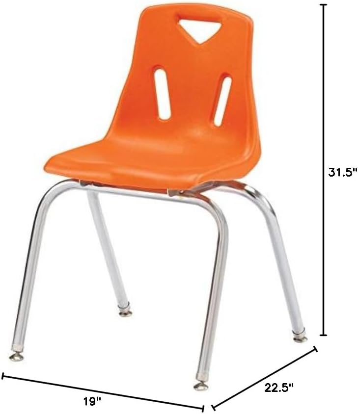 Jonti-Craft Berries 8148JC1114 Stacking Chair with Chrome-Plated Legs, 18" Height, Orange