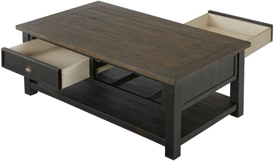 Martin Svensson Home Solid Wood Coffee Table, Black with Brown Top