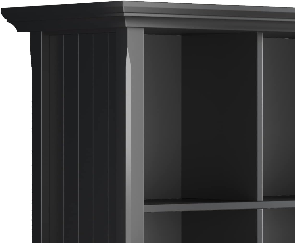 SIMPLIHOME Acadian Bookcase - 57 inch Tall 12-Cube Solid Wood Storage Display Unit in Black, Transitional Cube Organizer for Living Room, Study Room or Office with Fixed Shelves and Tapered Legs