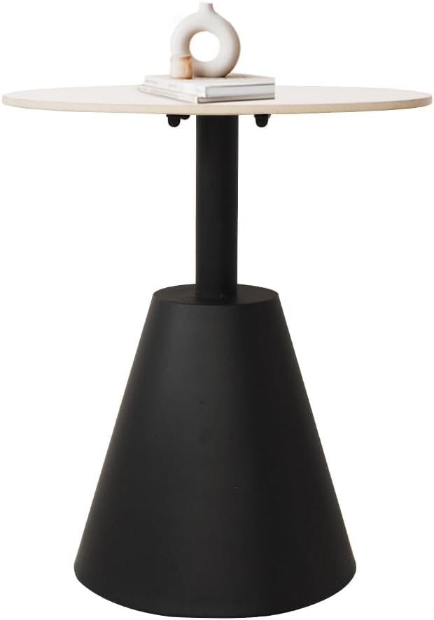 Side Table with Marble Top Metal End Table Modern Sofa Side End Table Outdoor Coffee Round Side Desk for Couch Living Room Bedroom