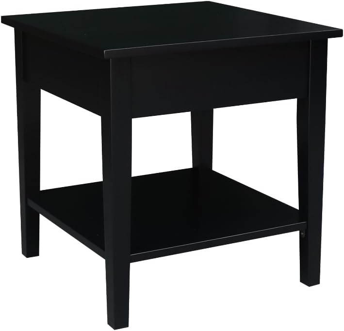 IC INTERNATIONAL CONCEPTS Solid Wood Spencer End Table, Black