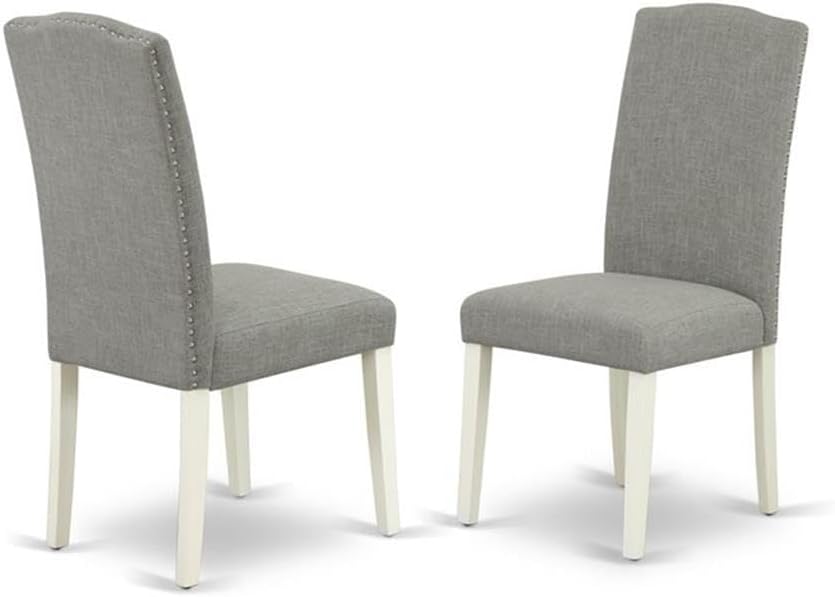 East West Furniture X097EN206-9 9 Piece Kitchen Table Set Includes a Rectangle Dining Table with X-Legs and 8 Dark Shitake Linen Fabric Parson Dining Chairs, 40x72 Inch, Multi-Color