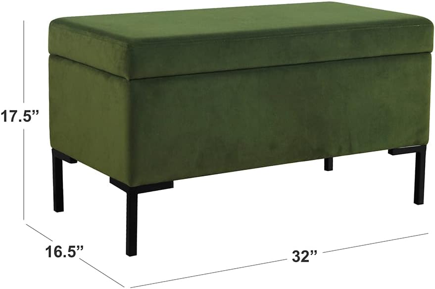 HomePop Upholstered Storage Bench with Metal Leg Home Décor|Bench with Storage for Living Room & Entryway - Blush Green