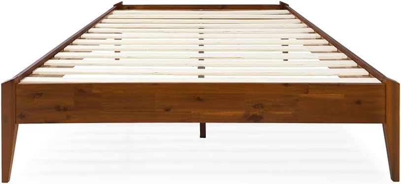 Bme Dinkee 15 Inch Signature Bed Frame Without Headboard - Modern & Minimalist Style with Acacia Wood - 12 Strong Wood Slat Support - Easy Assembly - No Box Spring Neededd - Dark Chocolate, Full