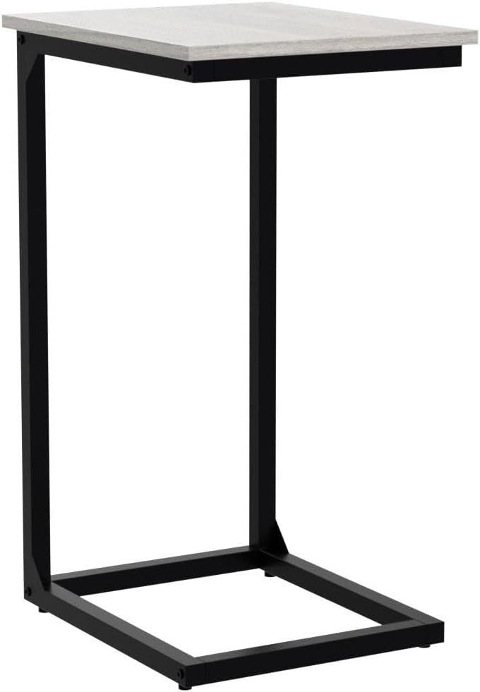 AMHANCIBLE C Shaped End Table Set of 2, Couch Tables That Slide Under, TV Tray Snack Table for Sofa, Small Side Table for Couch, Small Space, Living Room, Greige HET02CGY