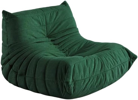 Bean Bag Chair - Memory Foam Bean Bag Chair for Adults, Comfy High-Resilience Single Sofa, Small Space Floor Chair, Chaise Lounge for Living Room, Bedroom (Dark Green, Wrinkles)