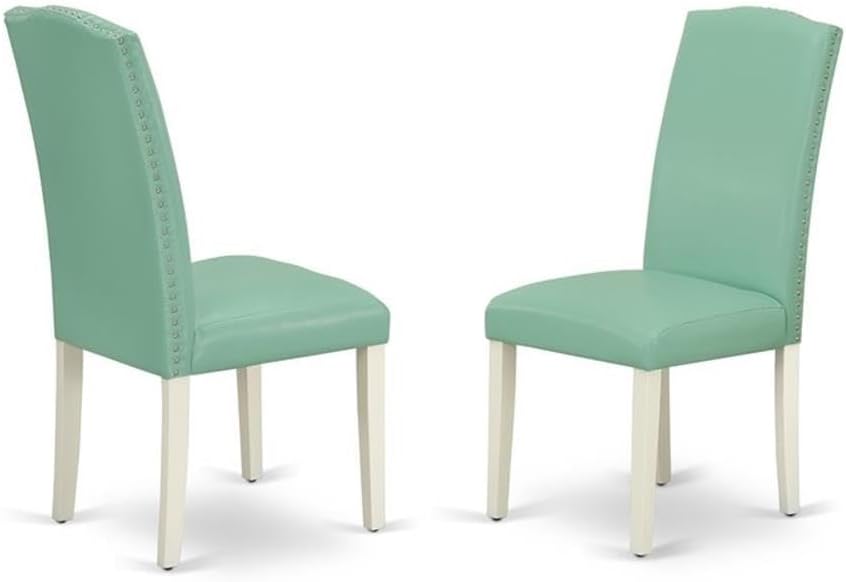 East West Furniture LGEN7-LWH-57 7 Piece Modern Dining Table Set Consist of a Rectangle Wooden Table with Butterfly Leaf and 6 Pond Faux Leather Parson Dining Chairs, 42x84 Inch, Linen White