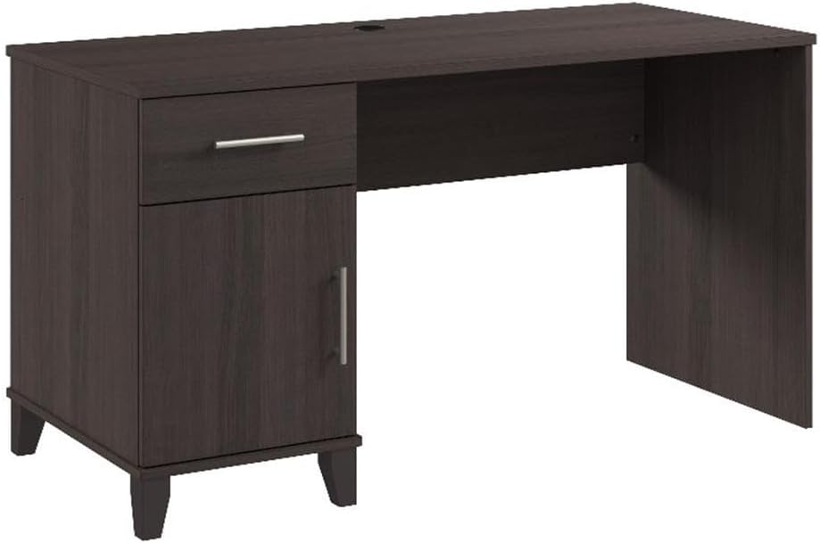 Bush Furniture Somerset 54W Office Desk with Drawer and Storage Cabinet in Storm Gray | Computer Table for Home Office Workspace