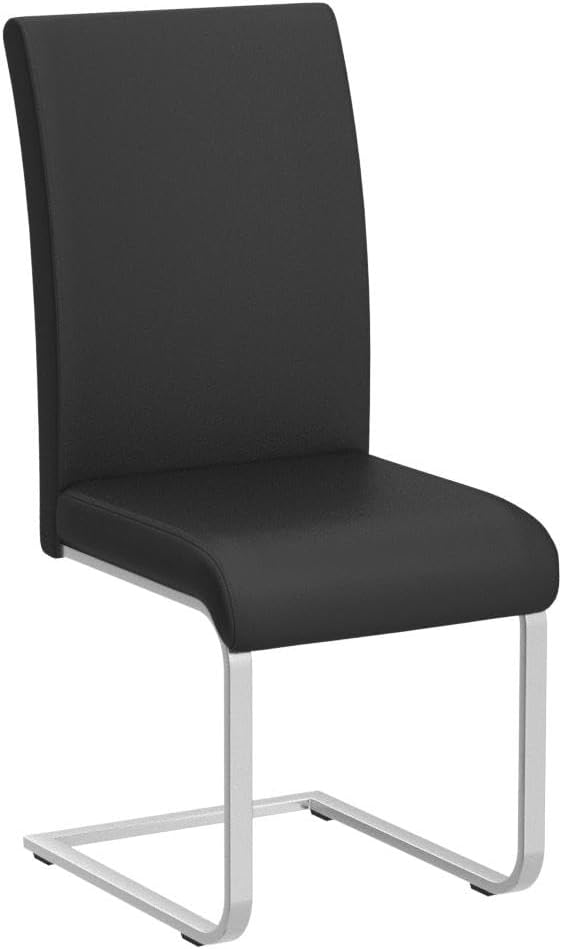 Yaheetech Dining Chairs Set of 4 Modern Faux Leather Upholstered Dining Room Chairs with High Back and Metal Chrome Legs for Kitchen/Living Room/Restaurant, Black