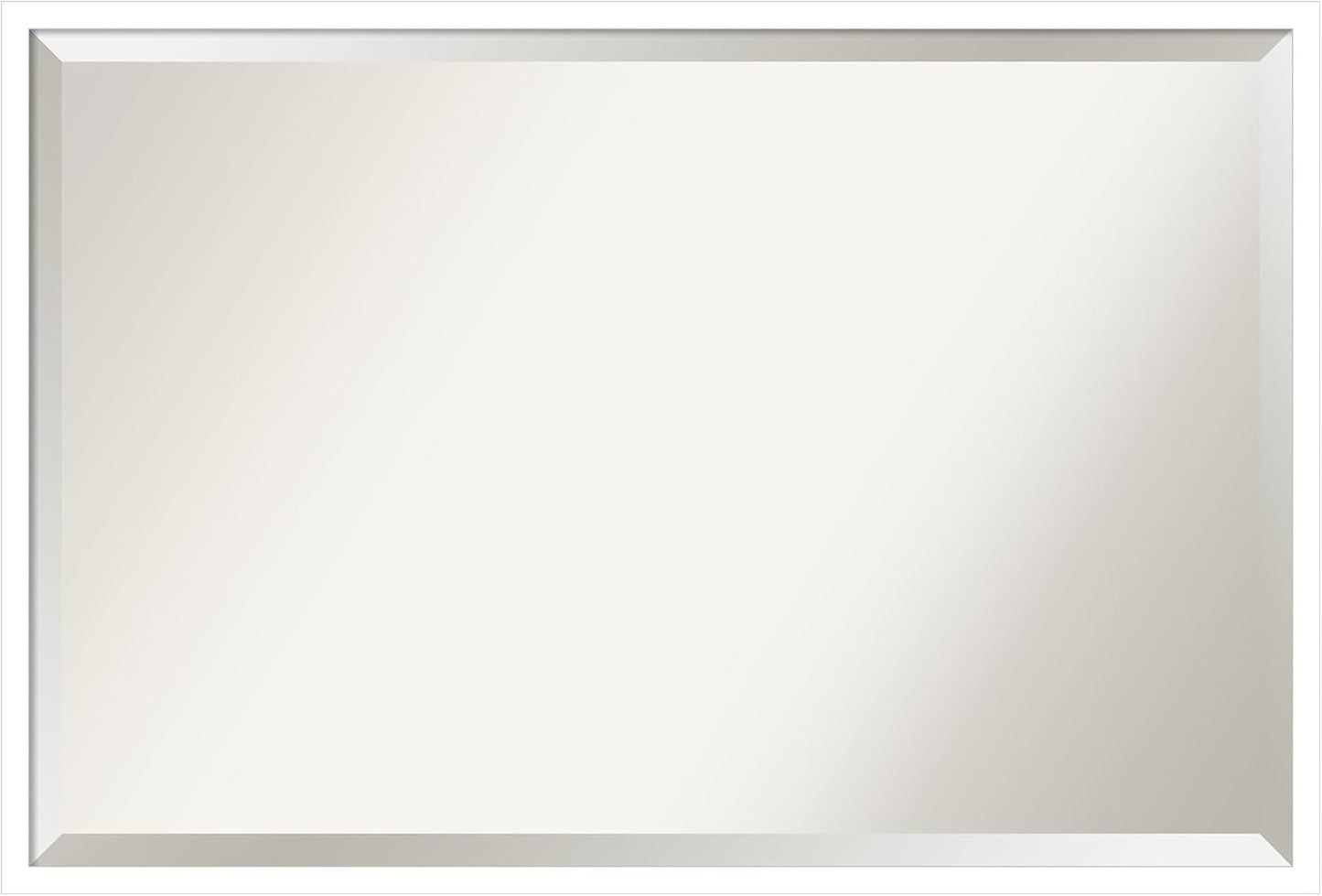 Amanti Art White Bathroom Mirror for Over Sink, 26x38 Svelte White Rectangle Vanity Mirror, Large Modern Contemporary Wood Frame, Hangs Horizonally and Vertically, Bathroom Wall Decor, Beveled Edge