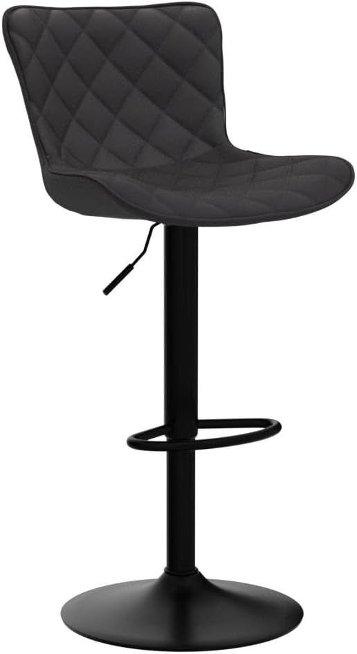 YOUNUOKE Bar Stools Set of 2 Faux Leather Barstools with Back Modern Swivel Counter Height Stool Adjustable High Bar Chairs for Kitchen Islands, Black