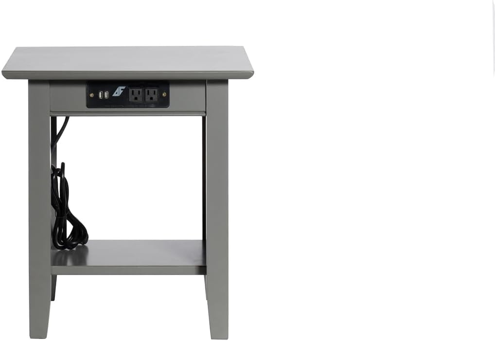 AFI Nantucket End Table with Built-in Charger in Grey