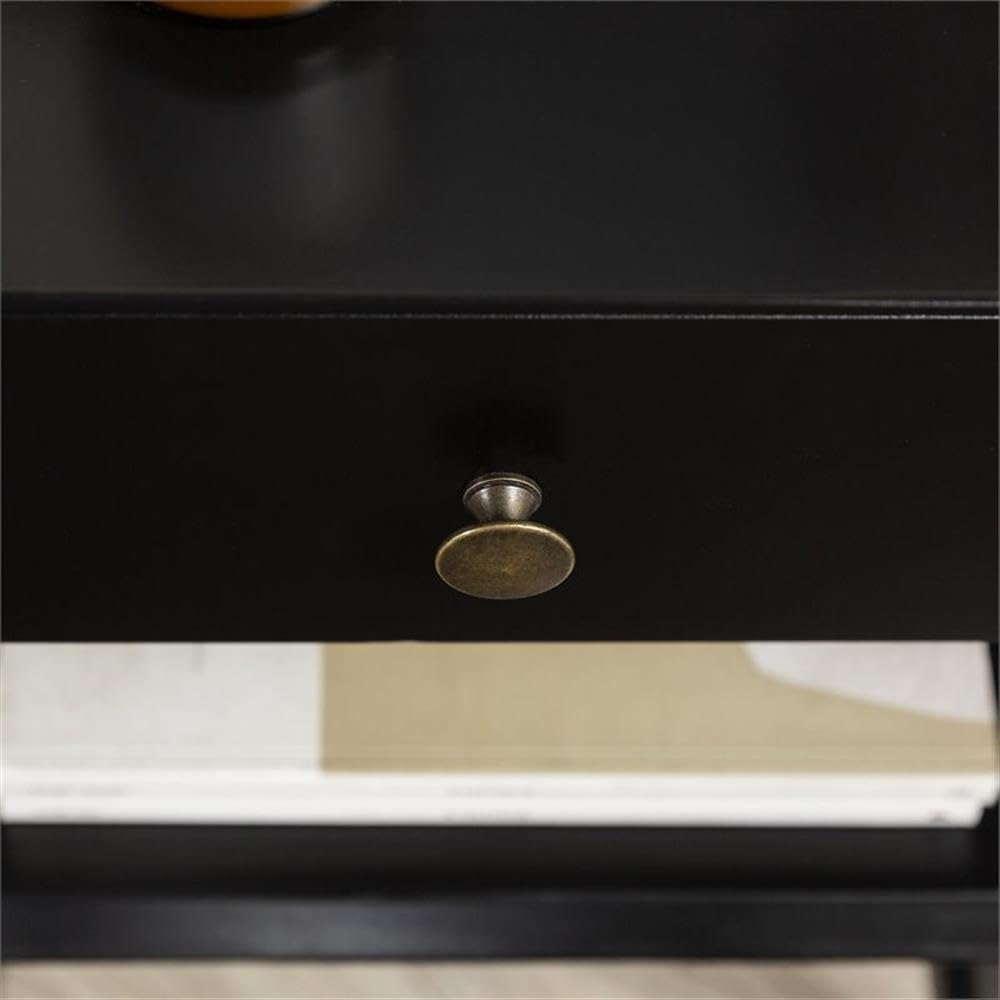 Walker Edison Ella Mid Century Modern 1 Drawer Solid Wood Nightstand, 1 Pack, Black